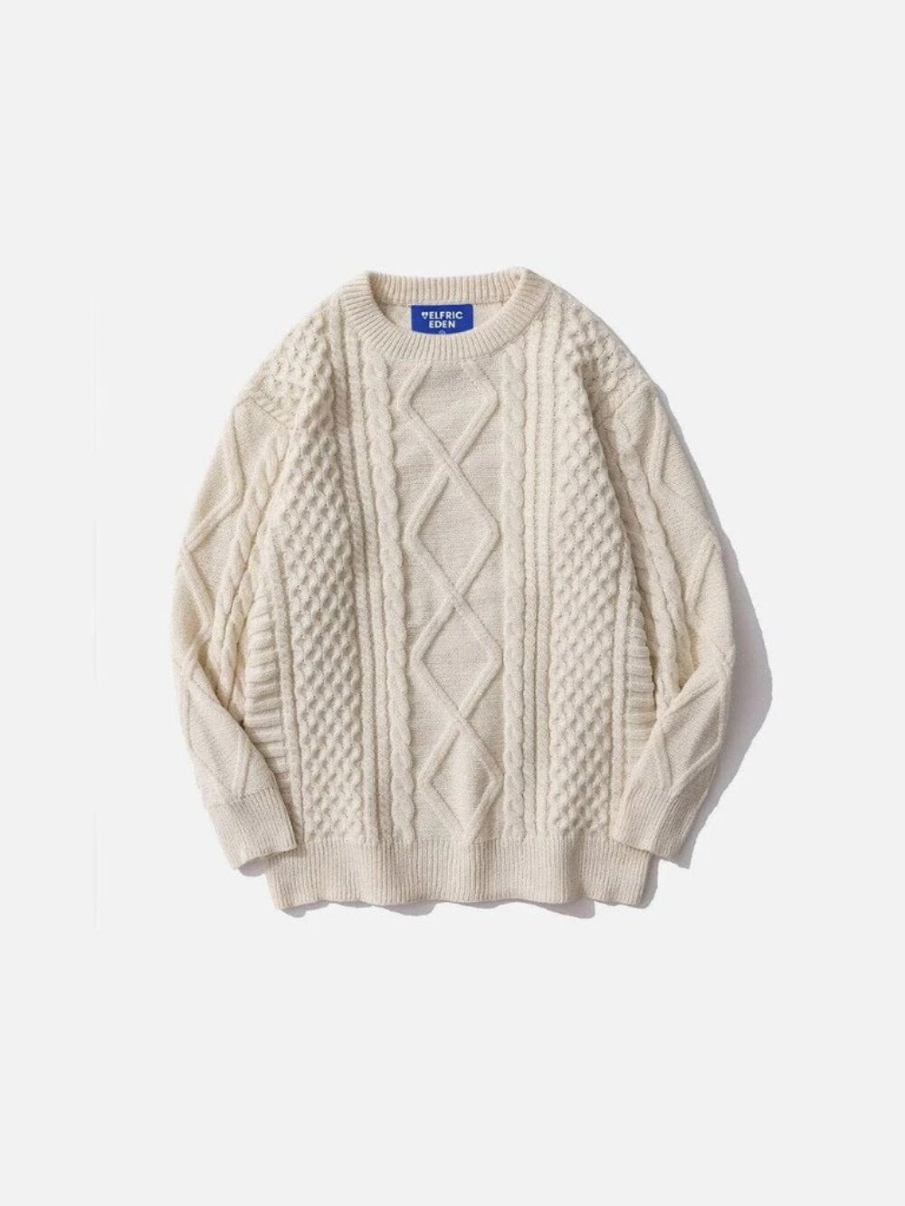 Aelfric Eden Retro 90s Cable Knit Sweater Ivory Size Small